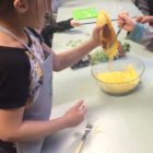 Lexi's students prepare spaghetti squash