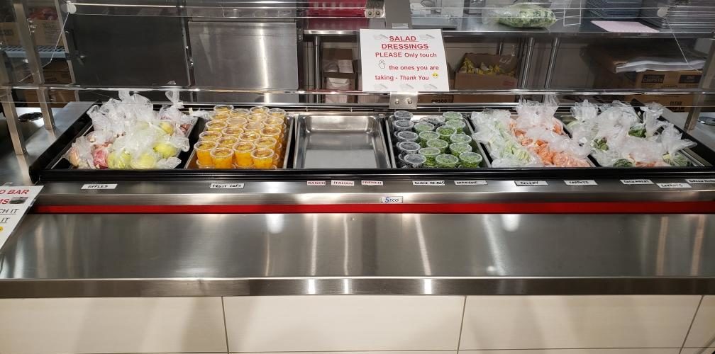 Salad bar materials waiting for high school students