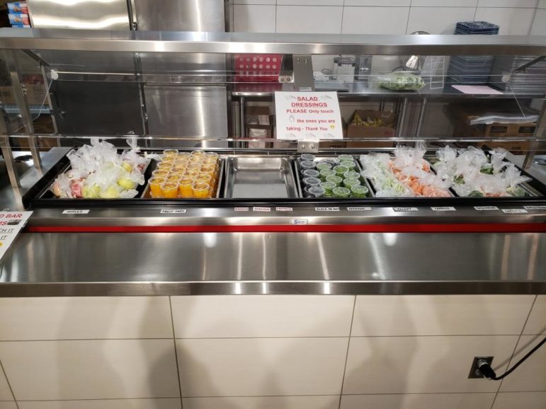 Salad bar materials waiting for high school students