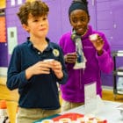 Students at KairosPDX school in Portland, Ore., participate in a taste test, comparing butternut squash soup and roasted butternut squash. Photo by Kayo Okada, FoodCorps