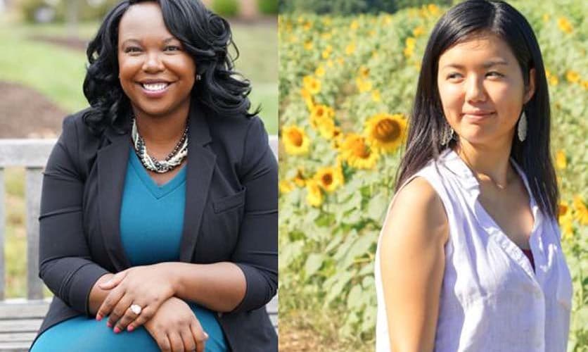 photo of the two authors smiling in professional attire outdoors