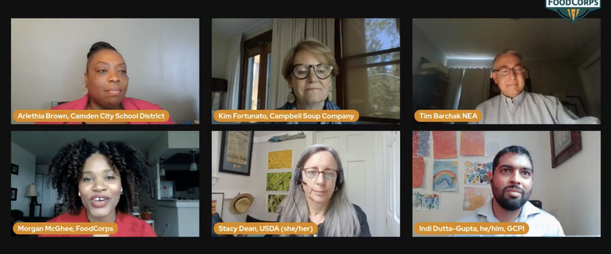 Panelists in FoodCorps' virtual town hall